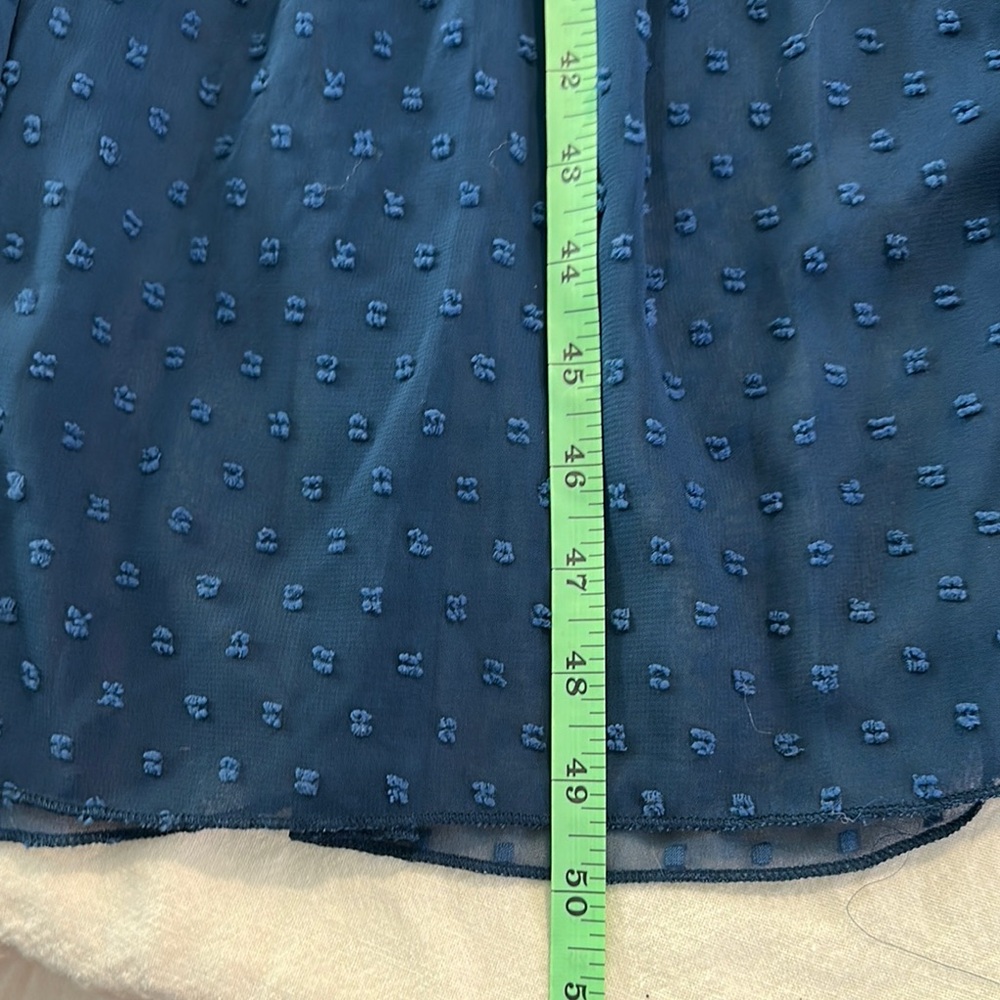 Blue Pleated Wrap Midi Dress with Flutter Sleeves - Picture 5 of 5